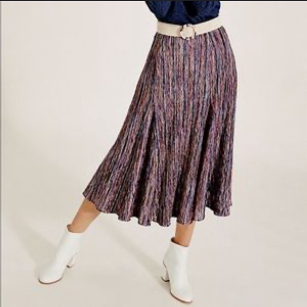 Maeve Multicolor Pleated Midi Skirt